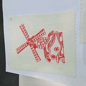 Handmade machine embroidery windmill patch